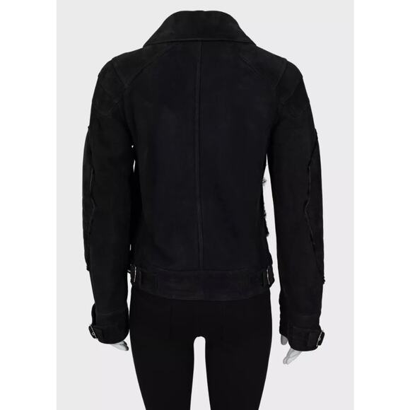Christian Dior Black Genuine Leather Shearling Jacket sz.36 FR - Picture 3 of 6